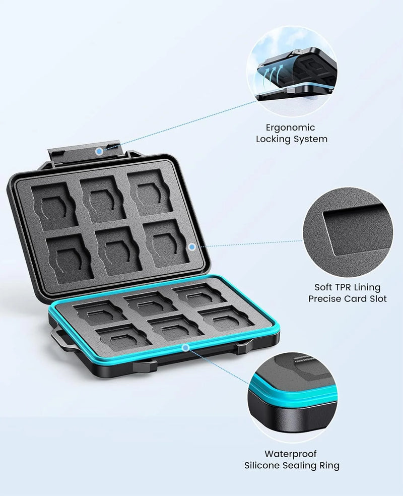 ORICO 12 Slots SD Card 12 Slots TF Card Waterproof Memory SD Card Case for Computer Camera Cards Storage Organizer Anti-static