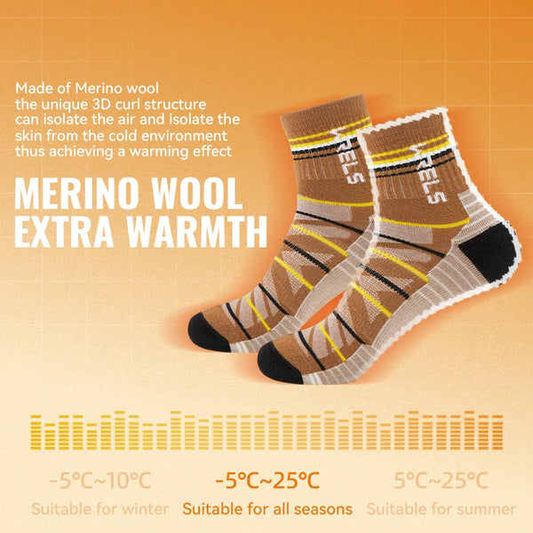 WRELS 1/2/3pairs Merino Wool Hiking Socks Thermal Winter Cushioned Moisture Wicking Socks Warm Wool Trekking Socks for Men Women