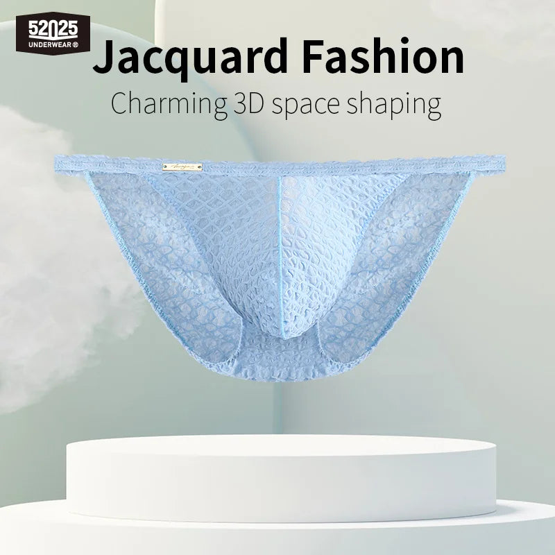 52025 Men’s Fashion Jacquard Briefs - Romantic High-Cut Briefs with Soft, Ultra-Fine Texture. Original Sexy Briefs