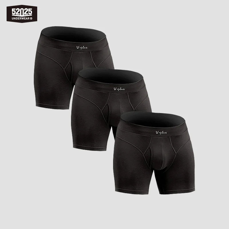 52025 Men's Cotton Modal Boxer Briefs (3-Pack) – Lightweight Breathable Underwear, Modern Fit and Exceptional Everyday Comfort