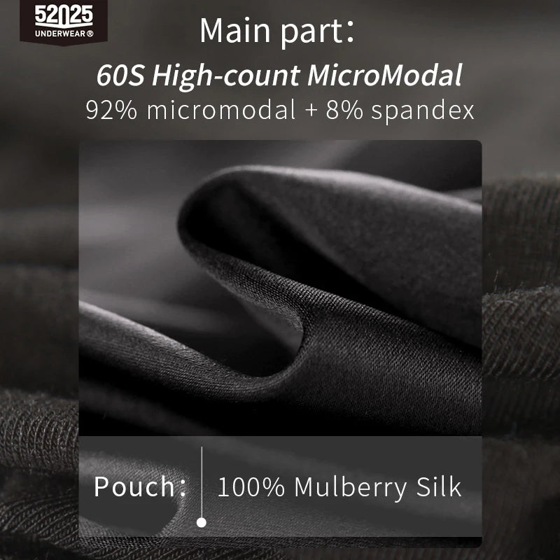 52025 Men's MicroModal Briefs with 100% Mulberry Silk Pouch – Silky-Soft Breathable Comfort, Luxury Feel and Modern Fit