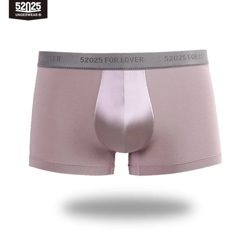 52025 Men's MicroModal Boxers with 100% Mulberry Silk Pouch – Silky-Soft Breathable Comfort, Luxury Feel and Modern Fit