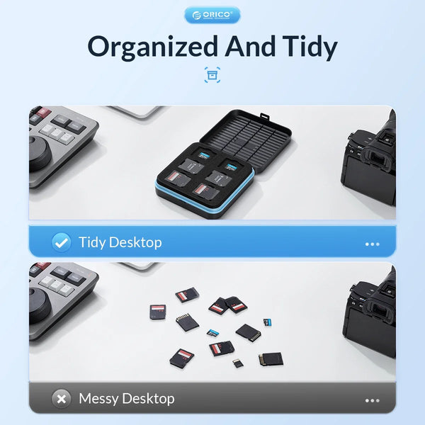 ORICO Portable SD Micro SD Memory Card Case TF CF Card Holder Storage Organizer Water-Resistant and Anti-Shock with EVA Foam