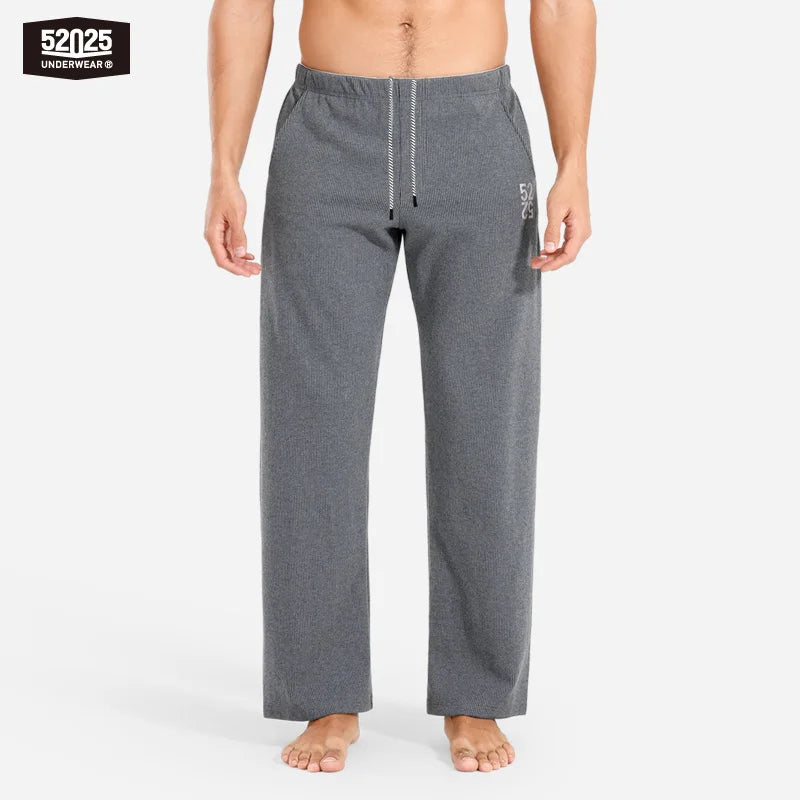 52025 Men's Organic Cotton Pants – Comfortable Lounge Sweatpants for Home & Leisure. Soft, Breathable, and Thick Striped Pants
