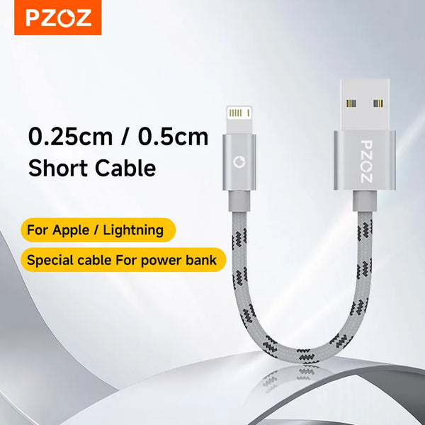 PZOZ 25cm 50cm Short Data USB Cable For iPhone 14 13 12 11 Xs XR Max 8 7 Power Bank Phone charging cable PD fast charging cable
