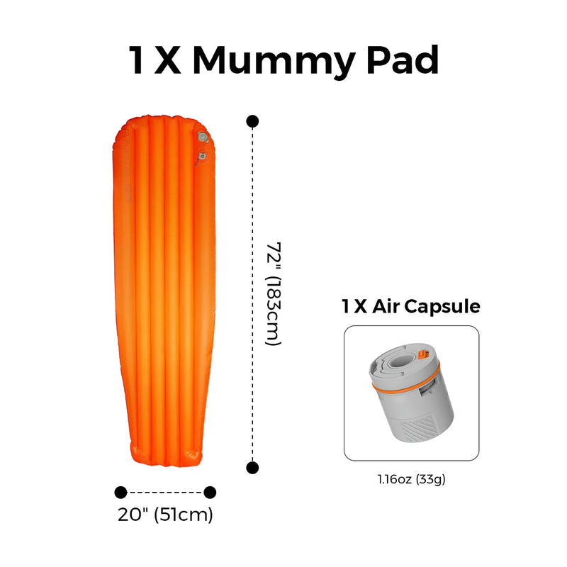 FLEXTAIL TINY SLEEPING PAD - Insulated Sleeping Pad with Built-in Pump, Automatic Inflation/Deflation, Lightweight Design