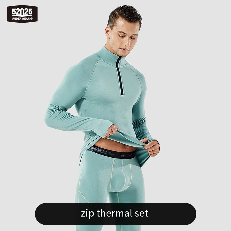 52025 Premium Zip Thermal Underwear – Multi-Layer Warmth, Functional Zip-Neck, Thumbhole Sleeves and a Merino Wool Blend