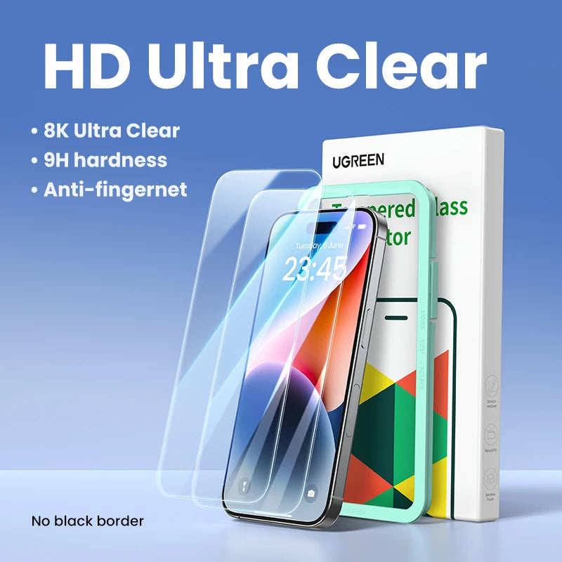UGREEN 2PCS Screen Protector For iPhone 17 16 15 14 13 12 Pro Max Tempered Glass For iPhone 16 Plus Screen Protectors 15pro Film