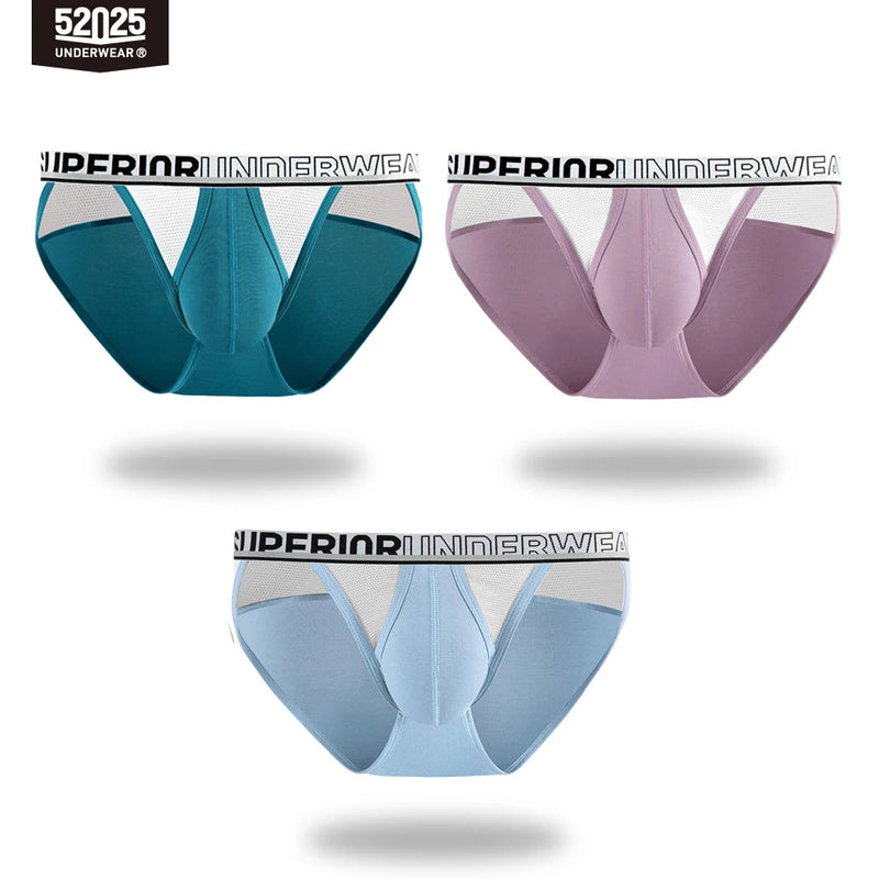 52025 Men's Premium Modal High-Cut Briefs – Breathable Silk-Mesh Pouch, Double Side Fly and Ventilated All-Day Comfort