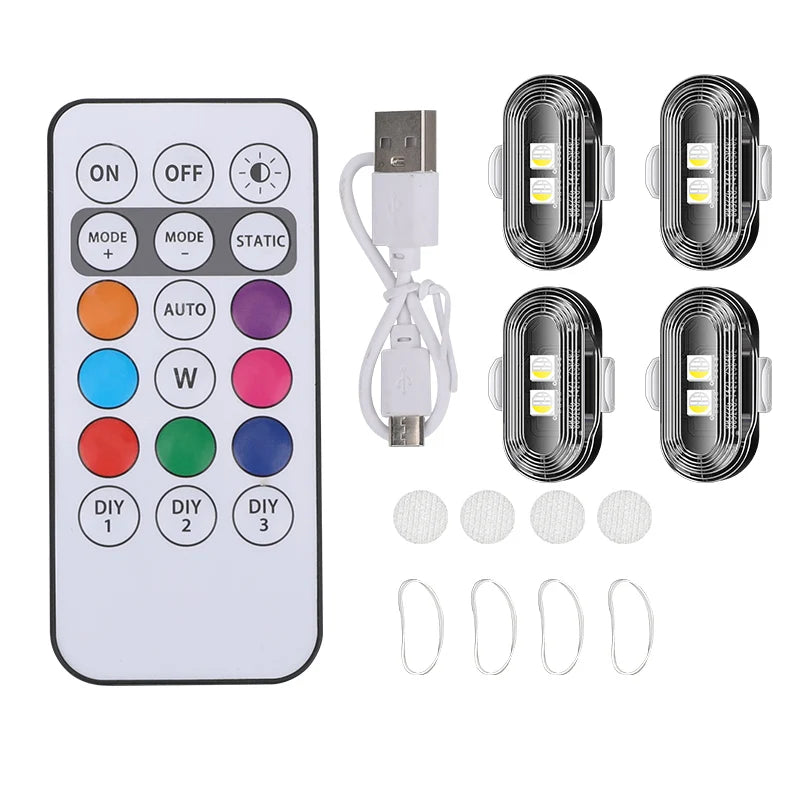 SEAMETAL Wireless Light Aircraft Airplane Helicopter Warning Lights RGB Led Aircraft Strobe Lights Car Motorcycle LED Lights
