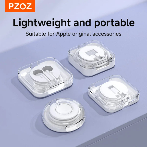PZOZ For Apple watch charger cable storage box wired earphones Headphone c to type c Macbook cable management organizer Case