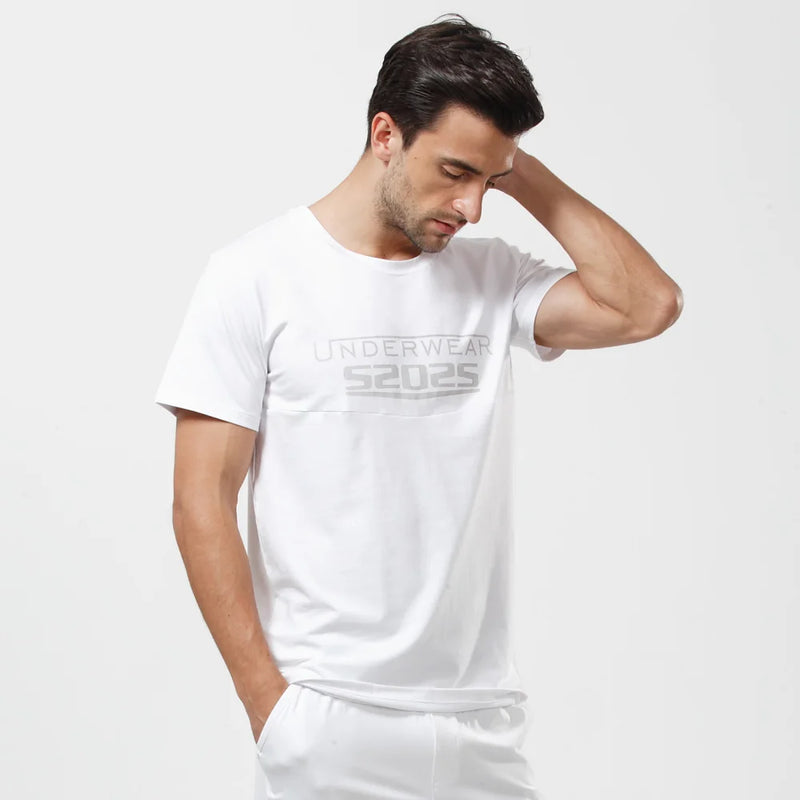 52025 Men's Cotton Modal Sleepwear Top – Ultra-Soft Breathable T-Shirt with Lightweight Comfort, Relaxed Feel and Modern Fit
