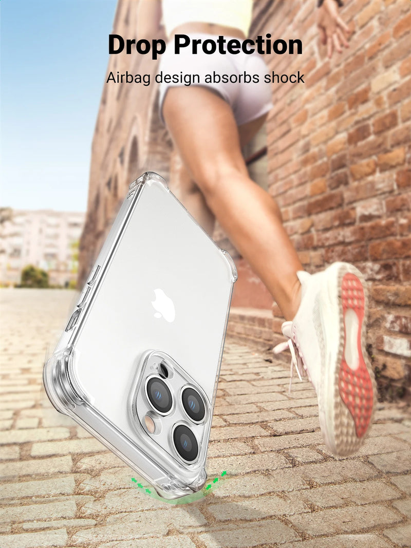 UGREEN Airbags Case for iPhone 15 14 13 Pro Max Shockproof Clear Case for iPhone 15pro Lens Protection Cover TPU Phone Case