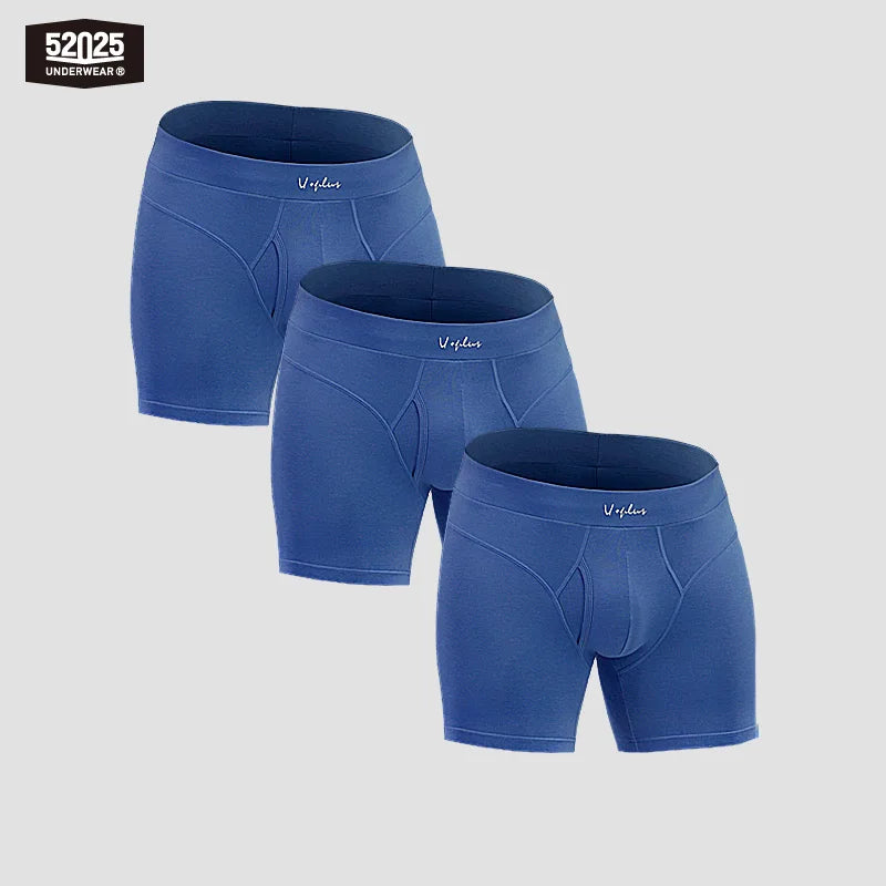 52025 Men's Cotton Modal Boxer Briefs – Ultra-Soft Breathable Underwear with Extended Coverage, All-Day Comfort and Modern Fit