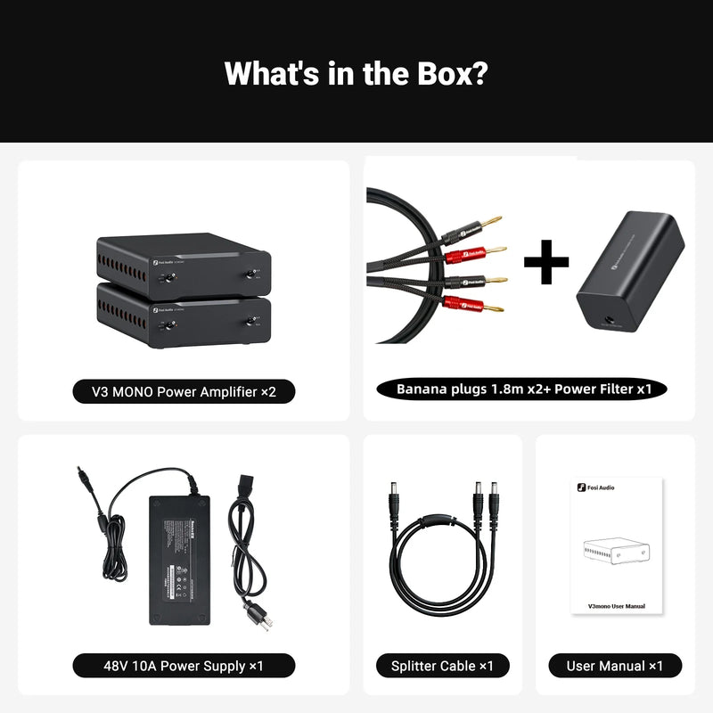 ឧបករណ៍ពង្រីកសំឡេង Fosi Audio V3 ម៉ូណូស្តេរ៉េអូ 2/2.1/3/4/5 ឆានែល TPA3255 អំភ្លីខ្នាតតូច 240W ឧបករណ៍ពង្រីកសំឡេងអាជីព