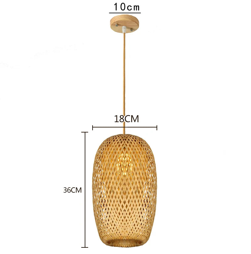 Bamboo Pendant Lamp Hand Knitted Chinese Style Weaving Hanging Lamps 18/19/30cm Restaurant Home Decor Lighting Fixtures