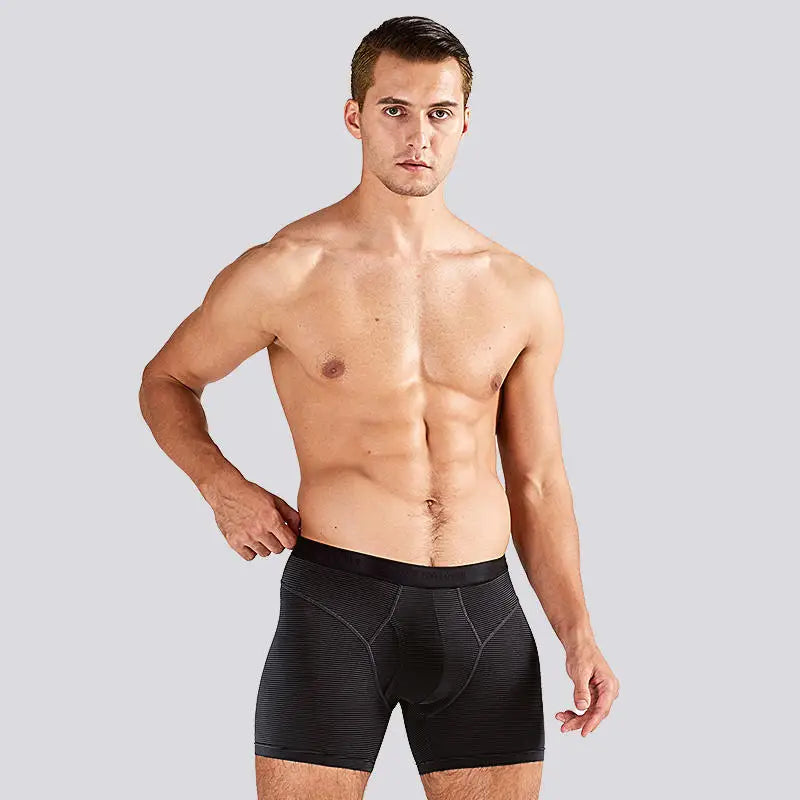 52025 Men's Performance Boxer Briefs – Hidden Stripe Texture, Quick-Dry Cooling Comfort and Sculpting Back Design