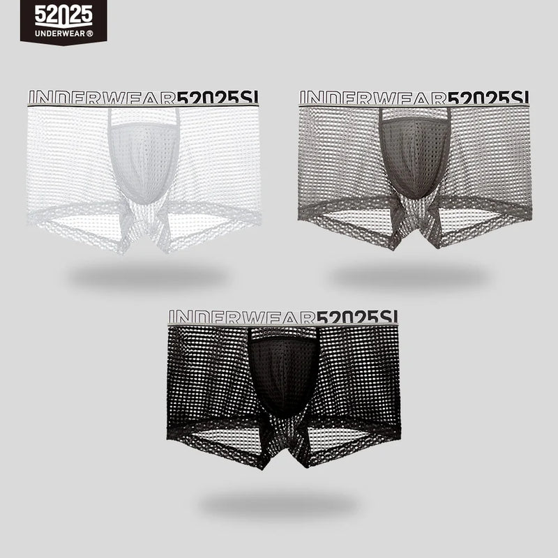 52025 Men's Cooling Mesh Premium Boxers – U+ Anatomical Pouch, Lightweight Airflow and Ultra-Breathable Comfort