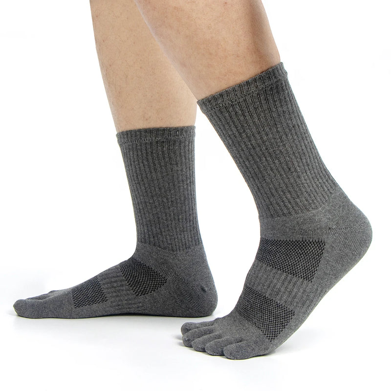 WRELS Toe Socks Cotton Athletic Running Five Finger Socks Long Tube Outdoor Five Toe Socks Shock for Trail Running Warking Ride