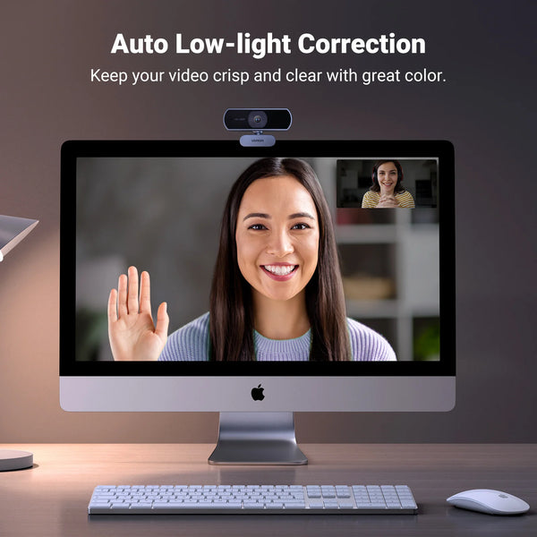 កាមេរ៉ាបណ្ដាញ UGREEN USB Webcam 1080P HD Mini Webcam សម្រាប់កុំព្យូទ័រយួរដៃ កាមេរ៉ាបណ្ដាញ មីក្រូហ្វូនពីរ សម្រាប់ YouTube Zoom Video Calling 2K webcam