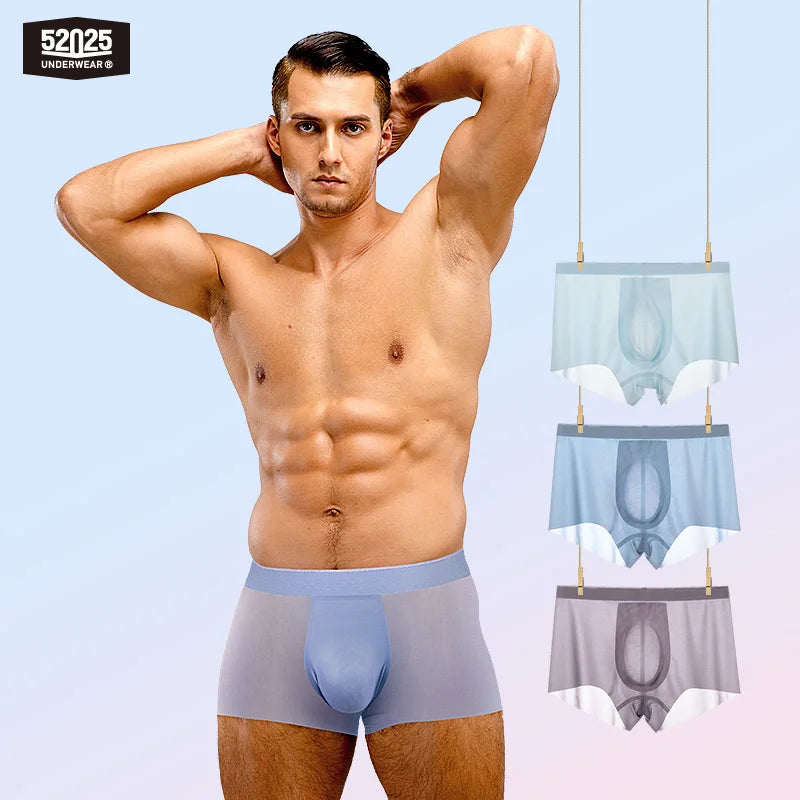 52025 Men’s Ultra-Thin Nylon Boxers – Light, Semi-Transparent and Cooling Fabric with 3D Contour Pouch and Barely-There Comfort
