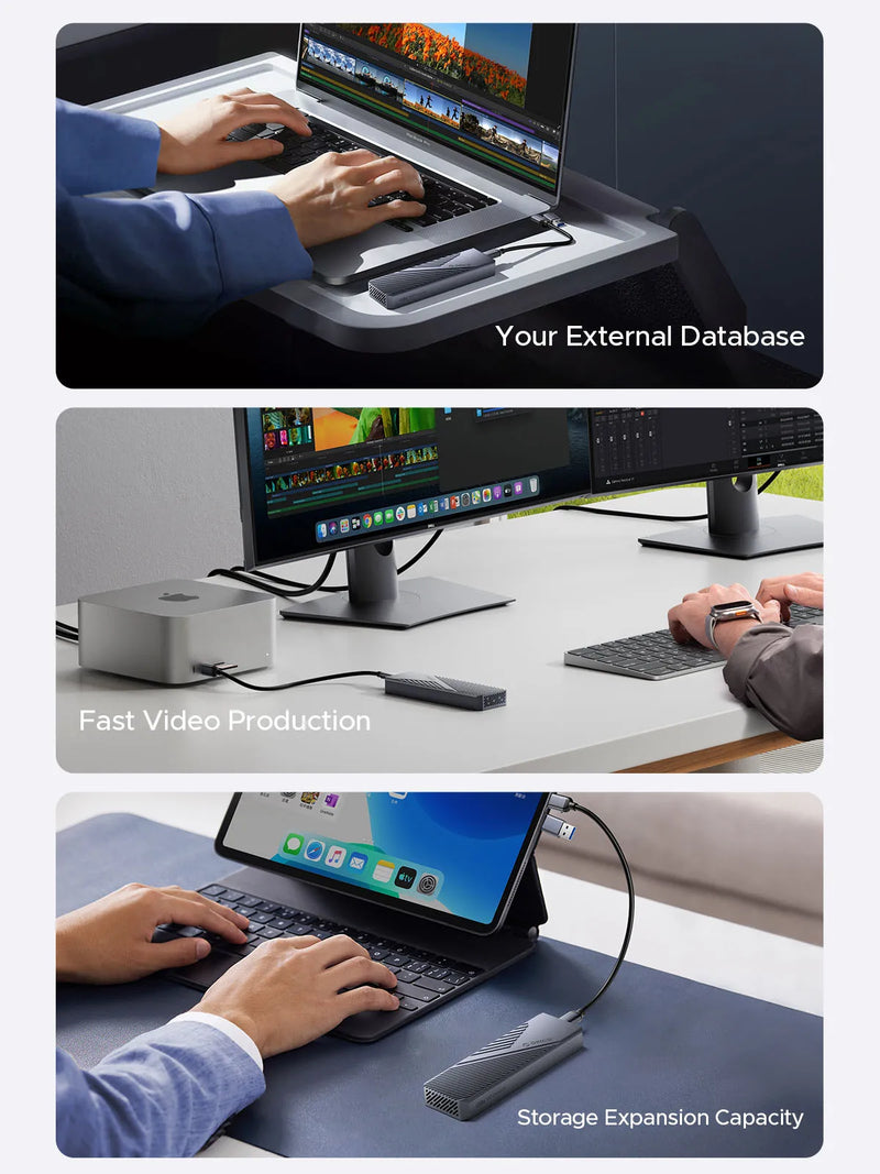 ORICO USB4 40Gbps Enclosure with Cooling Fan 8TB PCIe4.0 NVME Enclosure Aluminum Compatible Thunderbolt 3/4 for mac mini iMac