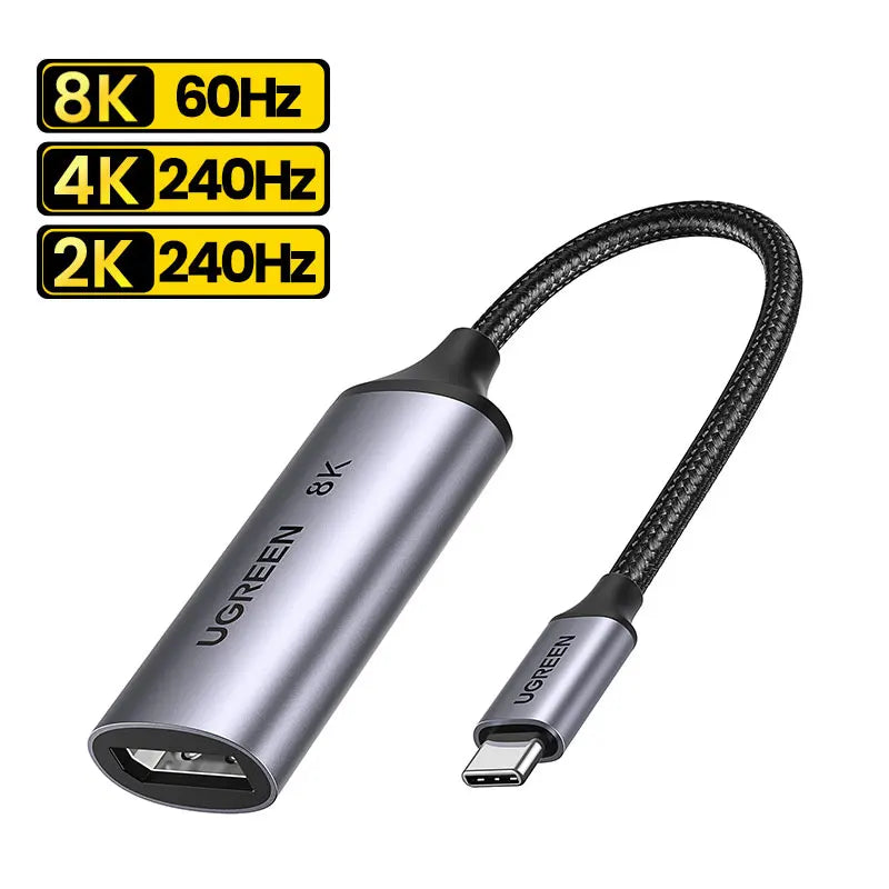 UGREEN USB C to 8K Displayport 1.4 Adapter for iPhone 15 Macbook Pro iPad USB Type C to 8K DP1.4 Adapter Cable 32.4Gbps 8K/60Hz