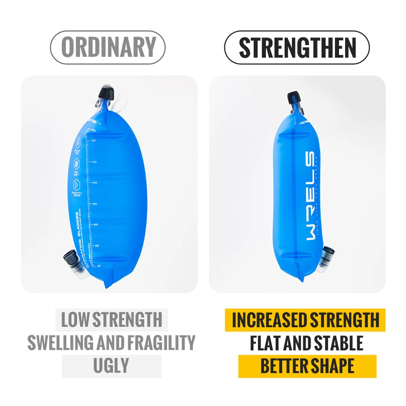 WRELS Water Bladder Hydration Reservoir TPU Leakproof BPA Free Odorless Wide Opening Running Hiking Cycling Marathon Water Bag