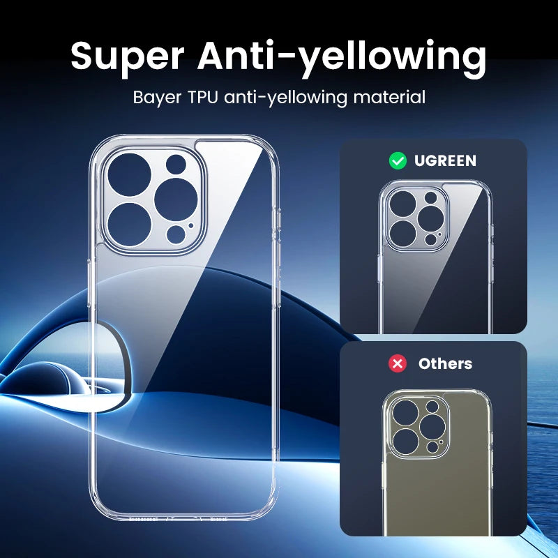 UGREEN Case for iPhone 18 17 16 Pro Max Shockproof Clear Case Transparent Cover for iPhone 15 Pro 16 Phone Protective Case
