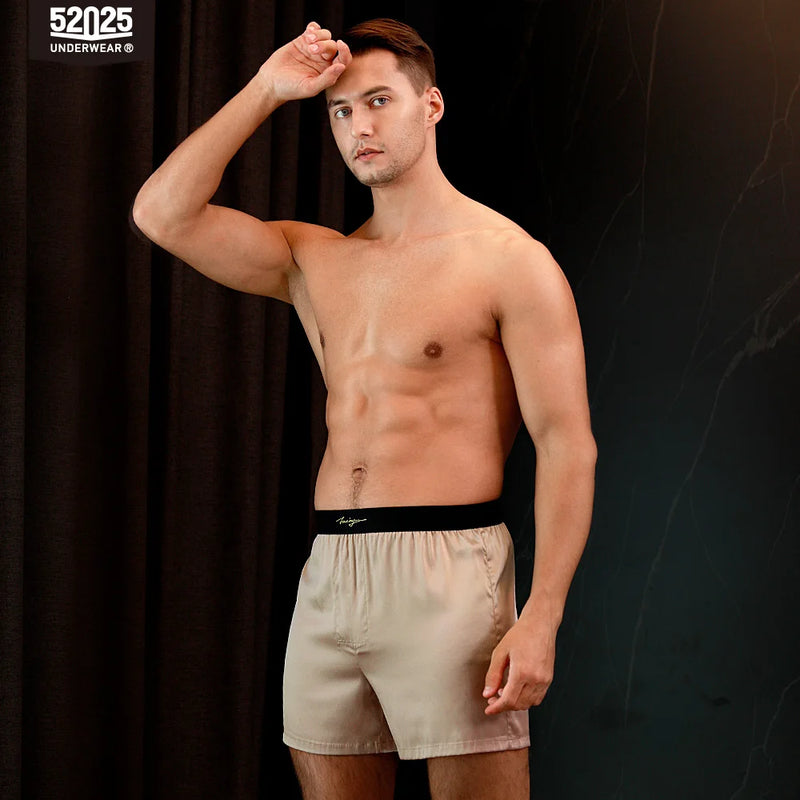 52025 Luxury Silk Men’s Shorts – 100% Mulberry Silk Lounge Shorts, Natural Silk Pajama Shorts, Luxurious Feel, Everyday Comfort