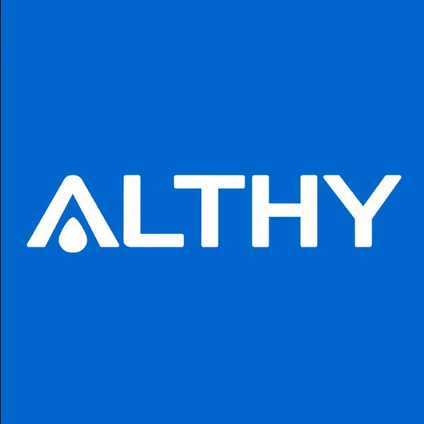 ALTHY logo on a blue background