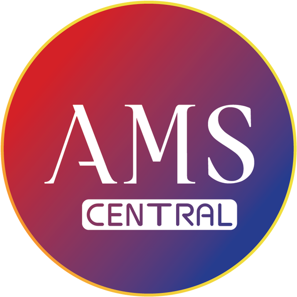 Logo of AMS Central with a gradient background