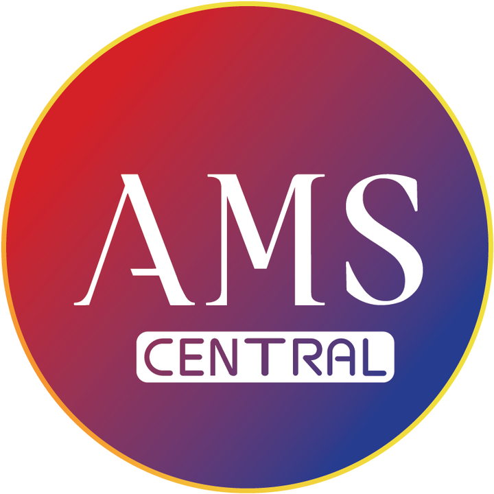 Logo of AMS Central with a gradient background