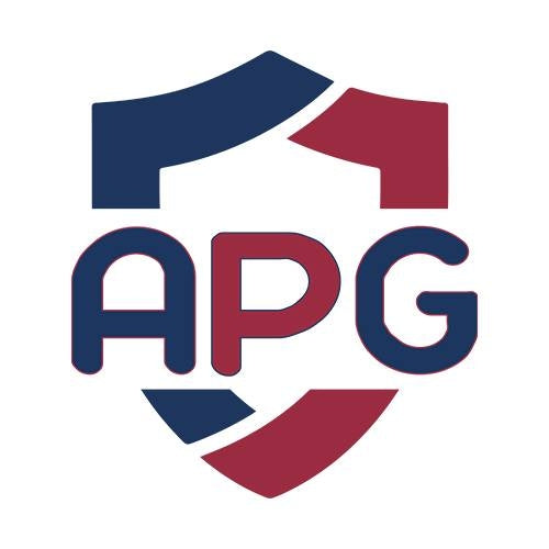 APG logo with blue and red elements on a white background