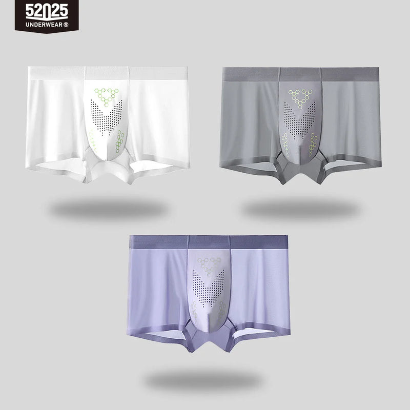 52025 Men's Ultra-Thin Boxers (3-Pack) – Feather-Light Ice-Silk Fabric, Color-Changing Pouch and Weightless Second-Skin Comfort