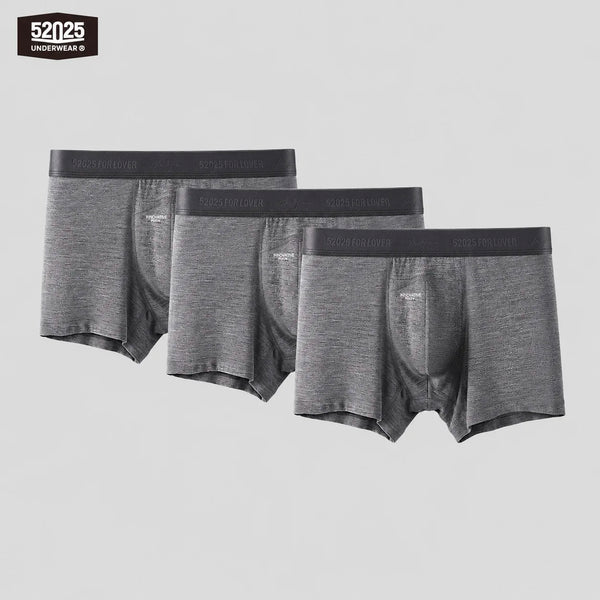 52025 Men's Premium 100% Australian Merino Wool Boxers (3Pack) – Superfine 16 Micron Wool, Breathable Comfort & Thermoregulation