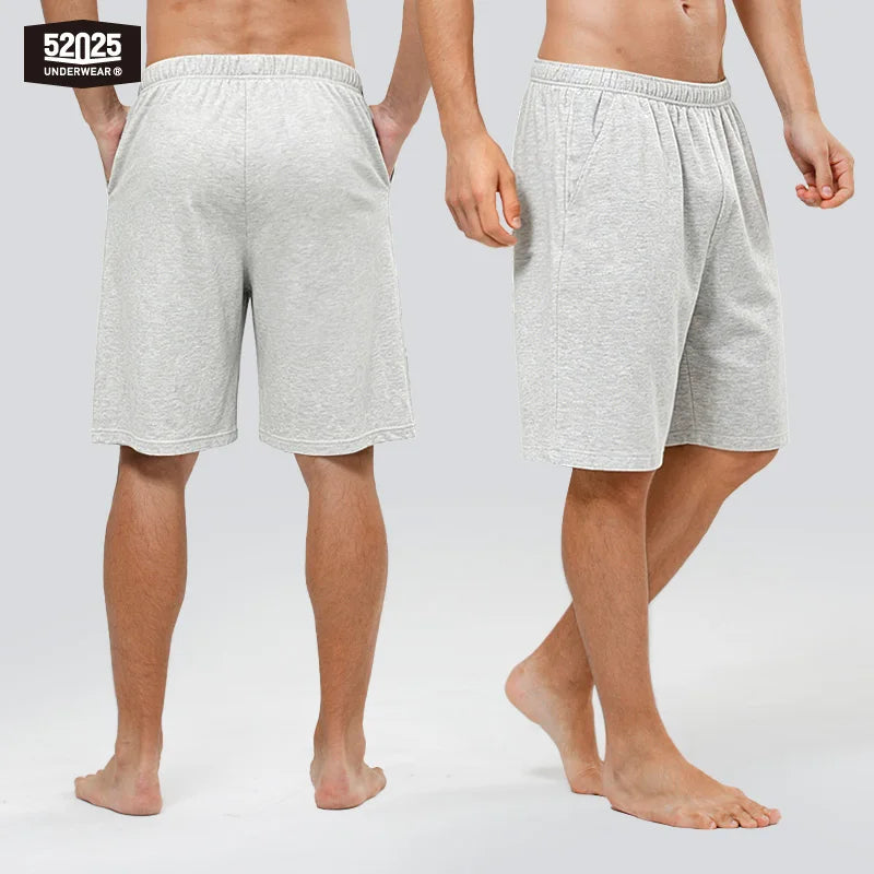 52025 Men's 100% Cotton Pajama Shorts – Relaxed Fit Lounge Shorts with Side Pockets and Breathable All-Day Comfort