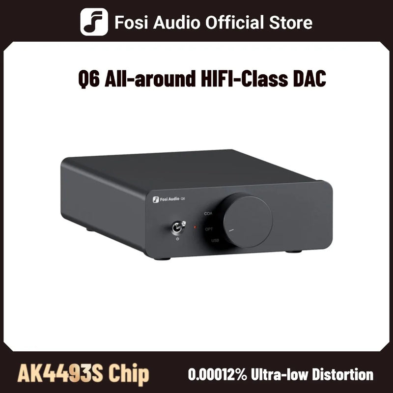 Fosi Audio Q6 USB DAC – បន្ទះឈីប XMOS XU316 និង AK4493S, PCM 768kHz/32Bit និង DSD512 Compact Desktop Hi-Fi DAC