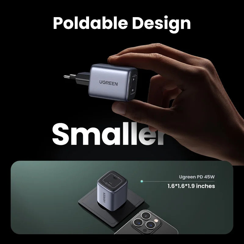 UGREEN GaN 45W USB Charger PD QC 3.0 Fast Charger Quick Charger For iPhone 17 16 15 Pro Travel Phone Charger for Samsung S24 S23