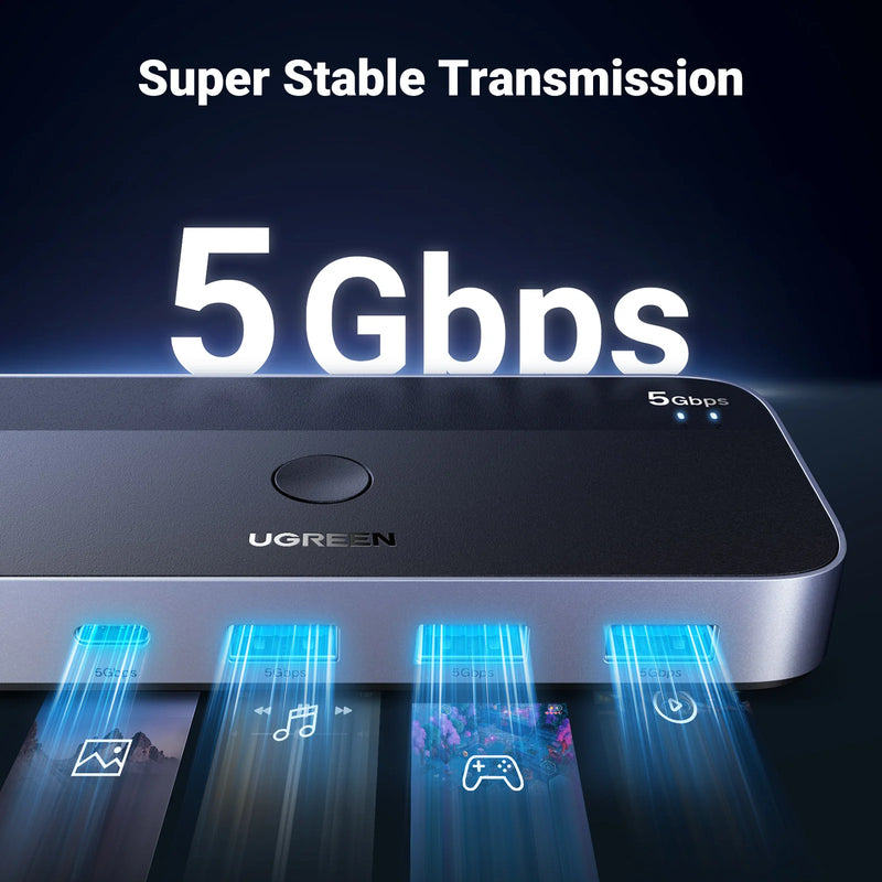 UGREEN USB Switch USB 3.0 Switcher Switch for PC Keyboard Mouse Printer 2 PCs Sharing 4 Devices USB Switch