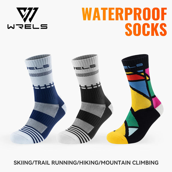 WRELS 1/2/3 Pairs Waterproof Socks Breathable Cushioned Athletic Socks Warm Anti-Slip Outdoor Wading Skiing Fishing Hiking Socks