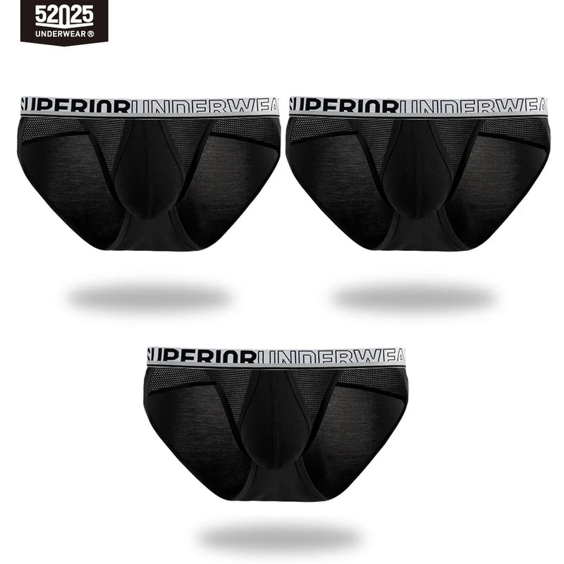 52025 Men's Premium Modal High-Cut Briefs – Breathable Silk-Mesh Pouch, Double Side Fly and Ventilated All-Day Comfort