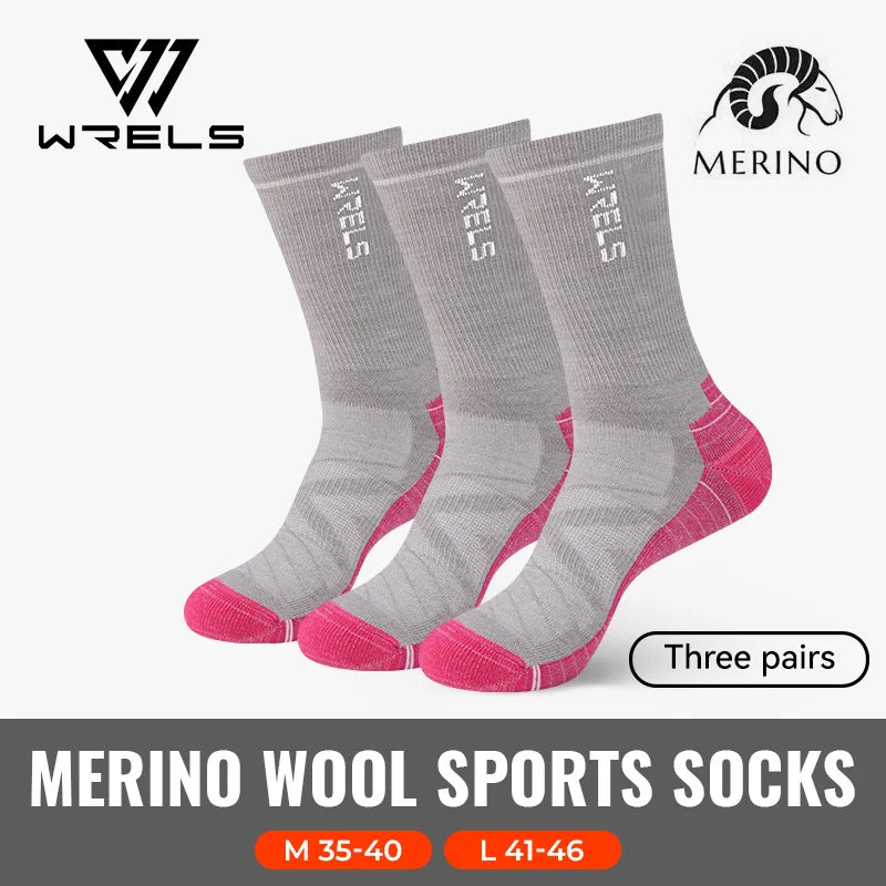 WRELS 1/2/3 Merino Wool Socks Thermal Warm Crew Winter Boot Sock Moisture Wicking Breathable Performance Thick Wool Hiking Socks
