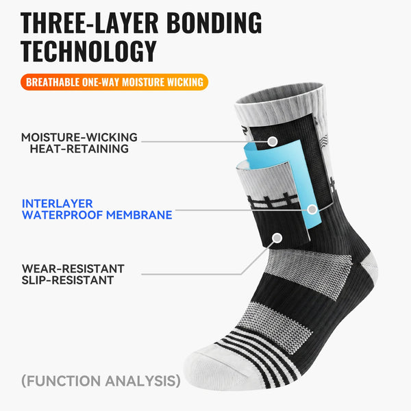 WRELS 1/2/3 Pairs Waterproof Socks Breathable Cushioned Athletic Socks Warm Anti-Slip Outdoor Wading Skiing Fishing Hiking Socks