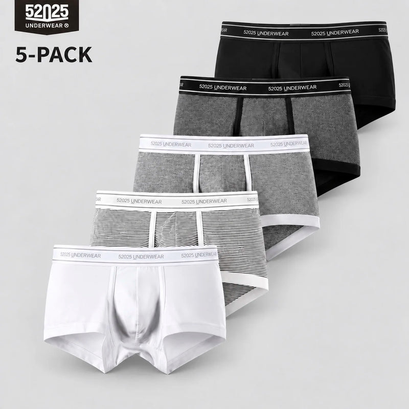 52025 Men's Cotton Modal Boxers (5-Pack) – Silky-Soft Fabric, Anatomical Contoured Pouch and Comfortable Everyday Fit