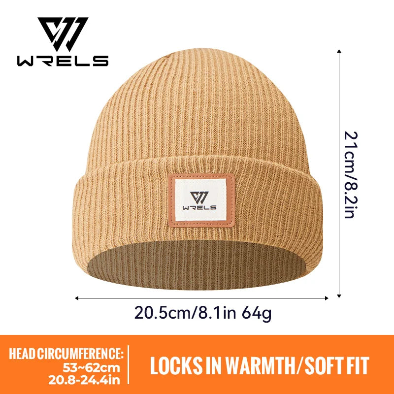 WRELS Warm Beanie Knit Hat Lightweight Fleece Lined Beanie Warm Winter Running Cap Knit Cuffed Cap Outdoor Beanie Cap Sports Hat