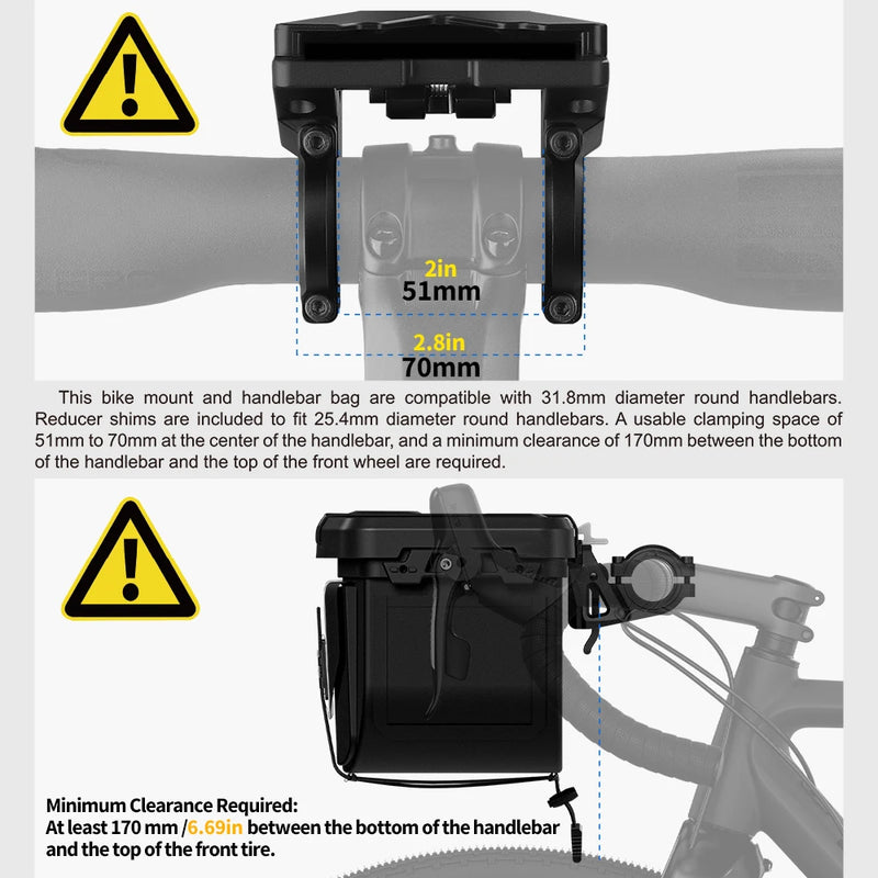 Rhinowalk 3.3L Modular Bicycle Handlebar Bag Quick Release Multi-Combination Front Pack for Road MTB Mountain Bicycle