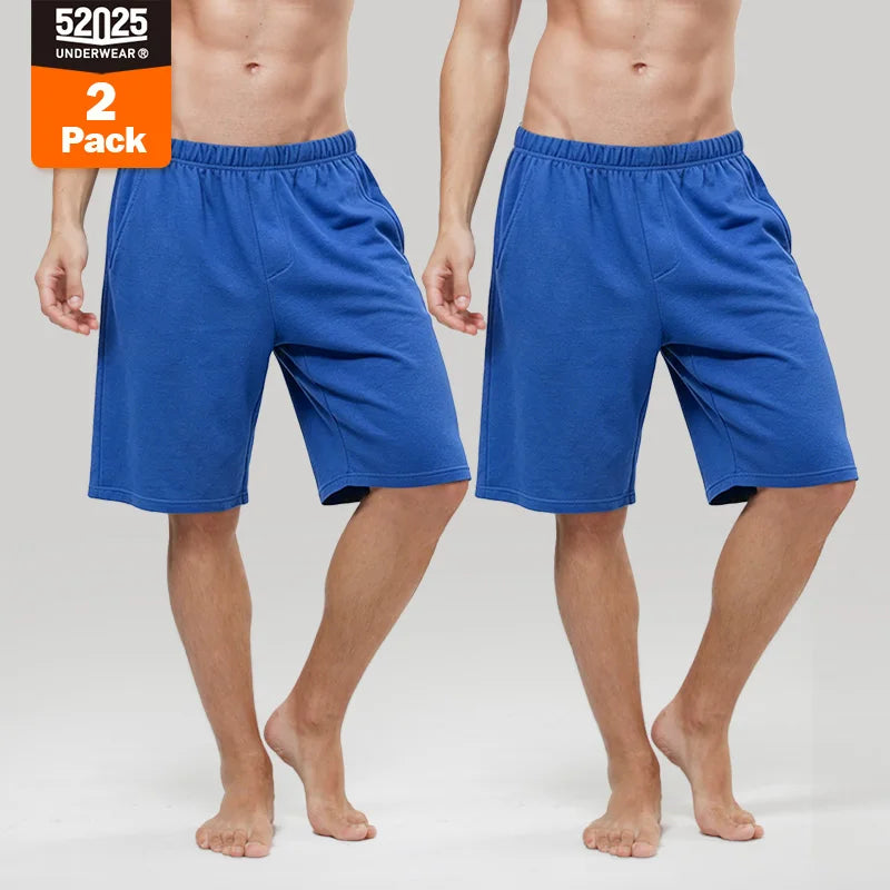52025 Men's 100% Cotton Pajama Shorts – Relaxed Fit Lounge Shorts with Side Pockets and Breathable All-Day Comfort