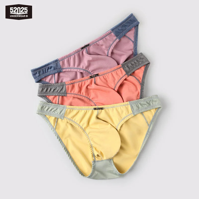 52025 Men's Contrast Color High-Cut Briefs – Soft Quick-Dry Modal Blend, Contoured Pouch and Confident Modern Style