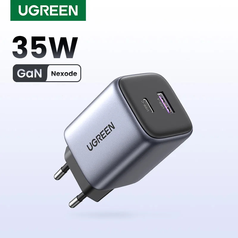 UGREEN GaN 35W Charger USB Charger PD3.0 QC3.0 Quick Charger For iPhone 17 16 15 Pro Samsung Xiaomi iPad Pro USB C Fast Charger